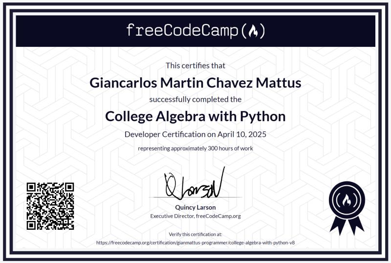Certificado de Álgebra Universitaria con Python