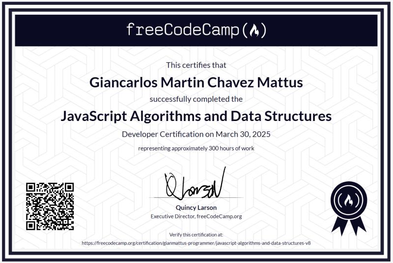 Certificado de Algoritmos y Estructuras de Datos en JavaScript