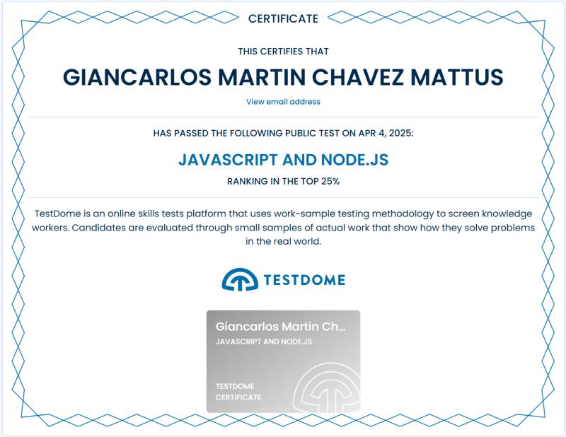 Certificado de JavaScript y Node.js
