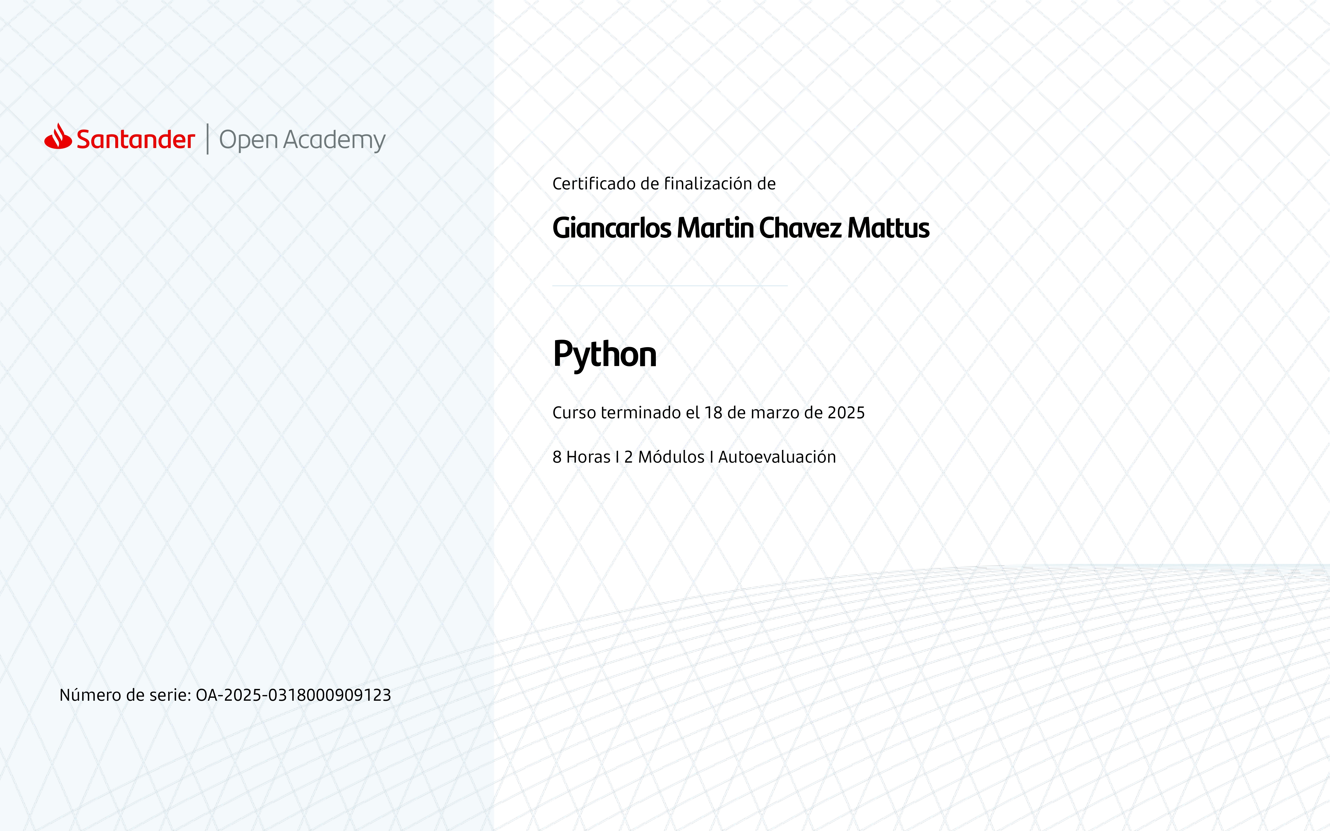 Certificado de Python Santander
